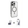 MARSİLYAN™- iPhone 16 Pro Max Kılıf Doruk Doku Özel Seri - Siyah Bilvis 3X AR Hayalet Cam Ekran Koruyucu + Bilvis Titan Kamera Lens - TMGI
