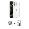 MARSİLYAN™- iPhone 16 Pro Max Kılıf Doruk Doku Özel Seri - Siyah Bilvis 3X AR Hayalet Cam Ekran Koruyucu + Pers Alüminyum Kamera Lens - GI