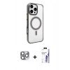 MARSİLYAN™- iPhone 16 Pro Max Kılıf Doruk Doku Özel Seri - Siyah Bilvis 3X AR HD Cam Ekran Koruyucu + Pers Alüminyum Kamera Lens - GI