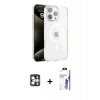 MARSİLYAN™- iPhone 16 Pro Max Kılıf Doruk Doku Özel Seri - Siyah Bilvis 3X AR HD Cam Ekran Koruyucu + PVD Metal Kamera Lens - GS