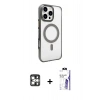 MARSİLYAN™- iPhone 16 Pro Max Kılıf Doruk Doku Özel Seri - Siyah Bilvis 3X AR HD Cam Ekran Koruyucu + PVD Metal Kamera Lens - GS