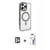MARSİLYAN™- iPhone 16 Pro Max Kılıf Doruk Doku Özel Seri - Siyah Bilvis 3X AR HD Cam Ekran Koruyucu + PVD Metal Kamera Lens - GD