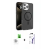 MARSİLYAN™- iPhone 16 Pro Max Kılıf Doruk Doku Özel Seri - Siyah Bilvis 3X AR HD Cam Ekran Koruyucu + Raze Metal Kamera Lens - BZ