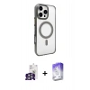 MARSİLYAN™- iPhone 16 Pro Max Kılıf Doruk Doku Özel Seri - Siyah Bilvis 5in1 3D Magic Cam Ekran Koruyucu + Bilvis Titan Kamera Lens - GS