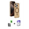 MARSİLYAN™- iPhone 16 Pro Max Kılıf Doruk Doku Özel Seri - Siyah Bilvis 5in1 3D Magic Cam Ekran Koruyucu + Raze Metal Kamera Lens - SH