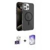 MARSİLYAN™- iPhone 16 Pro Max Kılıf Doruk Doku Özel Seri - Siyah Bilvis 5in1 3D Magic Cam Ekran Koruyucu + Bilvis Titan Kamera Lens - TMGI