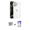 MARSİLYAN™- iPhone 16 Pro Max Kılıf Doruk Doku Özel Seri - Siyah Bilvis 5in1 3D Magic Cam Ekran Koruyucu + Gri Pers Alüminyum Kamera Lens