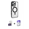 MARSİLYAN™- iPhone 16 Pro Max Kılıf Doruk Doku Özel Seri - Siyah Bilvis 5in1 3D Magic Cam Ekran Koruyucu + Bilvis Titan Kamera Lens - GS