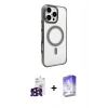 MARSİLYAN™- iPhone 16 Pro Max Kılıf Doruk Doku Özel Seri - Siyah Bilvis 5in1 3D Magic Cam Ekran Koruyucu + Bilvis Titan Kamera Lens - SH