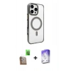 MARSİLYAN™- iPhone 16 Pro Max Kılıf Doruk Doku Özel Seri - Siyah Bilvis 5in1 3D Magic Cam Ekran Koruyucu + Raze Metal Kamera Lens - CLTM