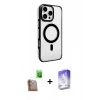 MARSİLYAN™- iPhone 16 Pro Max Kılıf Doruk Doku Özel Seri - Siyah Bilvis 5in1 3D Magic Cam Ekran Koruyucu + Raze Metal Kamera Lens - CLTM