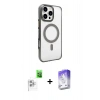MARSİLYAN™- iPhone 16 Pro Max Kılıf Doruk Doku Özel Seri - Siyah Bilvis 5in1 3D Magic Cam Ekran Koruyucu + Raze Metal Kamera Lens - BZ