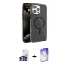 MARSİLYAN™- iPhone 16 Pro Max Kılıf Doruk Doku Özel Seri - Siyah Bilvis 5in1 3D Magic Cam Ekran Koruyucu + Bilvis Titan Kamera Lens - GS