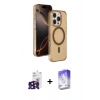 MARSİLYAN™- iPhone 16 Pro Max Kılıf Doruk Doku Özel Seri - Siyah Bilvis 5in1 3D Magic Cam Ekran Koruyucu + Bilvis Titan Kamera Lens - SH