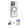 MARSİLYAN™- iPhone 16 Pro Max Kılıf Doruk Doku Özel Seri - Siyah Bilvis 5in1 3D Magic Cam Ekran Koruyucu + Bilvis Titan Kamera Lens - TMGI