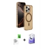 MARSİLYAN™- iPhone 16 Pro Max Kılıf Doruk Doku Özel Seri - Siyah Bilvis 5in1 5D Magic Hayalet Cam Ekran Koruyucu + Raze Metal Kamera Lens - BZ
