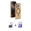 MARSİLYAN™- iPhone 16 Pro Max Kılıf Doruk Doku Özel Seri - Siyah Bilvis 5in1 5D Magic Hayalet Cam Ekran Koruyucu + Bilvis Titan Kamera Lens - SH