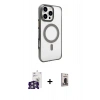 MARSİLYAN™- iPhone 16 Pro Max Kılıf Doruk Doku Özel Seri - Siyah Bilvis Hayalet Cam Ekran Koruyucu + Bilvis Titan Kamera Lens - GS
