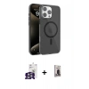 MARSİLYAN™- iPhone 16 Pro Max Kılıf Doruk Doku Özel Seri - Siyah Bilvis Hayalet Cam Ekran Koruyucu + Bilvis Titan Kamera Lens - GS