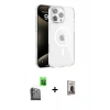 MARSİLYAN™- iPhone 16 Pro Max Kılıf Doruk Doku Özel Seri - Siyah Bilvis Hayalet Cam Ekran Koruyucu + Raze Metal Kamera Lens - SH