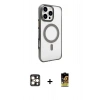MARSİLYAN™- iPhone 16 Pro Max Kılıf Doruk Doku Özel Seri - Siyah Buffer Cam Ekran Koruyucu + PVD Metal Kamera Lens - GD