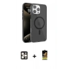 MARSİLYAN™- iPhone 16 Pro Max Kılıf Doruk Doku Özel Seri - Siyah Buffer Cam Ekran Koruyucu + PVD Metal Kamera Lens - GD
