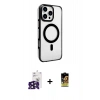 MARSİLYAN™- iPhone 16 Pro Max Kılıf Doruk Doku Özel Seri - Siyah Buffer Cam Ekran Koruyucu + Siyah Bilvis Titan Kamera Lens
