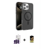 MARSİLYAN™- iPhone 16 Pro Max Kılıf Doruk Doku Özel Seri - Siyah Buffer Cam Ekran Koruyucu + Siyah Bilvis Titan Kamera Lens