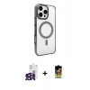 MARSİLYAN™- iPhone 16 Pro Max Kılıf Doruk Doku Özel Seri - Siyah Buffer Cam Ekran Koruyucu + Siyah Bilvis Titan Kamera Lens