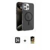 MARSİLYAN™- iPhone 16 Pro Max Kılıf Doruk Doku Özel Seri - Siyah Buffer Cam Ekran Koruyucu + Siyah PVD Metal Kamera Lens
