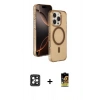 MARSİLYAN™- iPhone 16 Pro Max Kılıf Doruk Doku Özel Seri - Siyah Buffer Cam Ekran Koruyucu + Siyah PVD Metal Kamera Lens