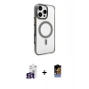 MARSİLYAN™- iPhone 16 Pro Max Kılıf Doruk Doku Özel Seri - Siyah Buffer Hayalet Cam Ekran Koruyucu + Bilvis Titan Kamera Lens - TMGI