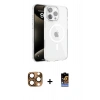 MARSİLYAN™- iPhone 16 Pro Max Kılıf Doruk Doku Özel Seri - Siyah Buffer Hayalet Cam Ekran Koruyucu + Pers Alüminyum Kamera Lens - CLTM