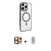 MARSİLYAN™- iPhone 16 Pro Max Kılıf Doruk Doku Özel Seri - Siyah Joko Magic 5D Cam + Çöl Titanyum Pers Alüminyum Kamera Lens