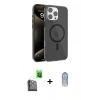MARSİLYAN™- iPhone 16 Pro Max Kılıf Doruk Doku Özel Seri - Siyah Joko Magic 5D Cam + Raze Metal Kamera Lens - SH