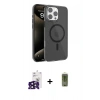 MARSİLYAN™- iPhone 16 Pro Max Kılıf Doruk Doku Özel Seri - Siyah Joko Magic 5D Hayalet Cam + Bilvis Titan Kamera Lens - SH
