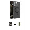 MARSİLYAN™- iPhone 16 Pro Max Kılıf Doruk Doku Özel Seri - Siyah Joko Magic 5D Hayalet Cam + Gold PVD Metal Kamera Lens