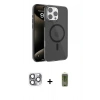 MARSİLYAN™- iPhone 16 Pro Max Kılıf Doruk Doku Özel Seri - Siyah Joko Magic 5D Hayalet Cam + Pers Alüminyum Kamera Lens - GI