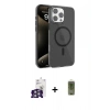 MARSİLYAN™- iPhone 16 Pro Max Kılıf Doruk Doku Özel Seri - Siyah Joko Magic 5D Hayalet Cam + Gümüş Bilvis Titan Kamera Lens