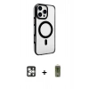 MARSİLYAN™- iPhone 16 Pro Max Kılıf Doruk Doku Özel Seri - Siyah Joko Magic 5D Hayalet Cam + PVD Metal Kamera Lens - GS