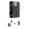 MARSİLYAN™- iPhone 16 Pro Max Kılıf Doruk Doku Özel Seri - Siyah Joko Magic 5D Hayalet Cam + Raze Metal Kamera Lens - SH