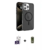 MARSİLYAN™- iPhone 16 Pro Max Kılıf Doruk Doku Özel Seri - Siyah Joko Magic 5D Hayalet Cam + Titanyum Gri Bilvis Titan Kamera Lens