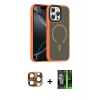 MARSİLYAN™- iPhone 16 Pro Max Kılıf Doruk Form Serisi - Şeffaf 360 Full Body Arka Koruyucu + Çöl Titanyum Pers Alüminyum Kamera Lens