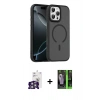 MARSİLYAN™- iPhone 16 Pro Max Kılıf Doruk Form Serisi - Şeffaf 360 Full Body Arka Koruyucu + Bilvis Titan Kamera Lens - GS