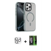 MARSİLYAN™- iPhone 16 Pro Max Kılıf Doruk Form Serisi - Şeffaf 360 Full Body Arka Koruyucu + Pers Alüminyum Kamera Lens - GS