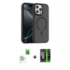 MARSİLYAN™- iPhone 16 Pro Max Kılıf Doruk Form Serisi - Şeffaf 360 Full Body Arka Koruyucu + Raze Metal Kamera Lens - BZ