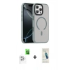 MARSİLYAN™- iPhone 16 Pro Max Kılıf Doruk Form Serisi - Şeffaf Pasifik Cam Ekran Koruyucu + Raze Metal Kamera Lens - BZ