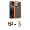 MARSİLYAN™- iPhone 16 Pro Max Kılıf Doruk Form Serisi - Şeffaf Pasifik Cam Ekran Koruyucu + Çöl Titanyum Pers Alüminyum Kamera Lens