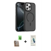 MARSİLYAN™- iPhone 16 Pro Max Kılıf Doruk Form Serisi - Şeffaf Pasifik Cam Ekran Koruyucu + Raze Metal Kamera Lens - CLTM