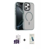 MARSİLYAN™- iPhone 16 Pro Max Kılıf Doruk Form Serisi - Şeffaf Pasifik Cam Ekran Koruyucu + Bilvis Titan Kamera Lens - GS